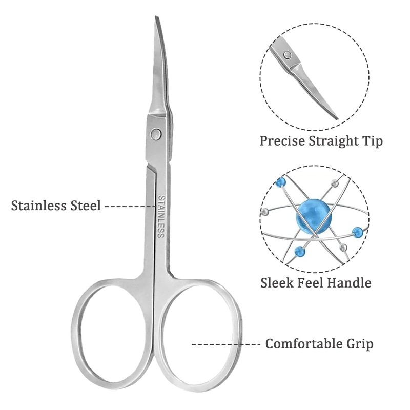 Eastrise Nail Scissors,Eyebrow Scissors,Professional Multi-Purpose,Manicure Curved Blade Scissors for Men