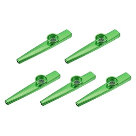 MECCANIXITY Kazoo Musical Instrument Aluminum Alloy Green with Flute Diaphragm 5Pack
