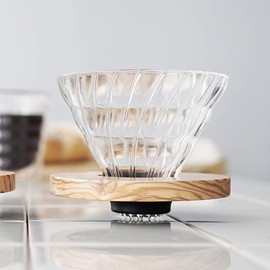 HARIO VDG-02-OV V60 Heat Resistant Glass, Permeable, Coffee Dripper, Olive Wood, 02, Coffee Drip, For 1 to 4 Cups