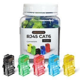 Spetstech RJ45 Connectors 50-Pack Cat 6 non-Through (Cat 6 Ends / Cat6 Plugs / RJ45 Modular Plugs/Ethernet Connectors) for Solid or Stranded UTP Ethernet Cables. (50, mix)