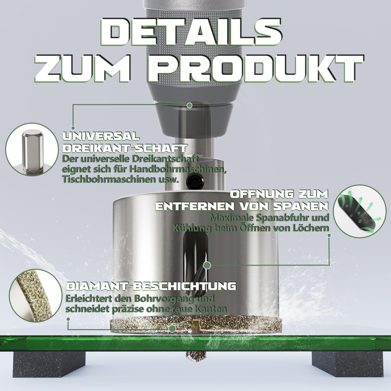 CSOOM 42 mm Glass Drill Hole Saw with 2 x