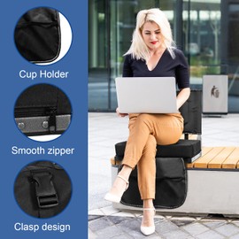 Stadium Seats for Bleachers with Back Support, Bleacher Seats with Backs and Cushion Wide, Portable Folding Comfort Stadium Chair with Shoulder Strap, Carry Handle, Storage Pockets, Black, 1Pack