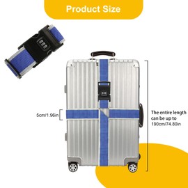 AUSYIWI Suitcase Strap, Suitcase Strap with Combination Lock, Secure Attachment of Luggage (Blue)