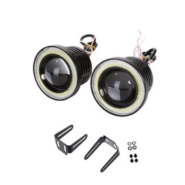 HAMILO Fog Lamp, For Automobiles, COB Chip, Squid Ring, Wide Angle, Integrated Wide-Angle, Left and Right 1 Pair Set (White)