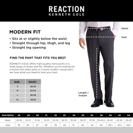 Kenneth Cole Reaction Men's Stretch Modern-Fit Flat-Front Pant, Dark Grey, 34W x 30L