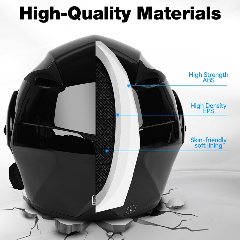 Motorcycle Bluetooth Modular Helmet, DOT Approved Dual Visor Full Face