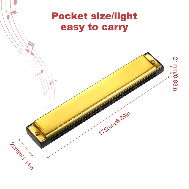 Harmonica Professional Harp Armonica Key of C 24 Hole Polyphony