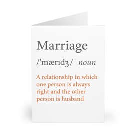 Hilarious Anniversary Greeting Card - Funny Marriage Definition for Husband - White Background - Humorous Card for Couples, Spouses