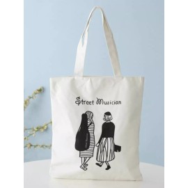 unbrand Canvas tote with zipper musician shopping bag 13"× 14"