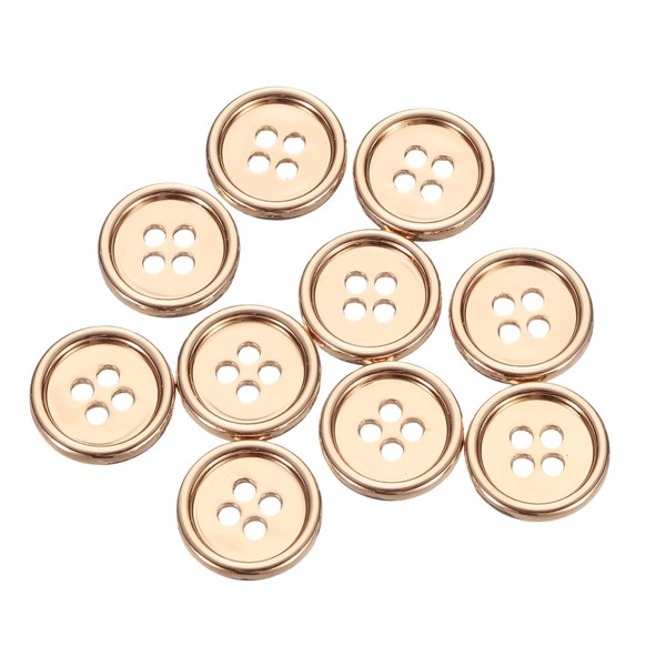 sourcing map 10pcs Metal Sewing Button, 15mm 4-Hole Round Suit