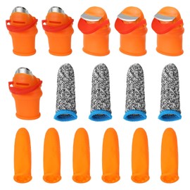 PATIKIL Large/Small 3 Style Gardening Thumb Knife Set, Silicone Thumb Cutter Finger Cover Garden Trim Tool for Picking Fruit Vegetable, Orange