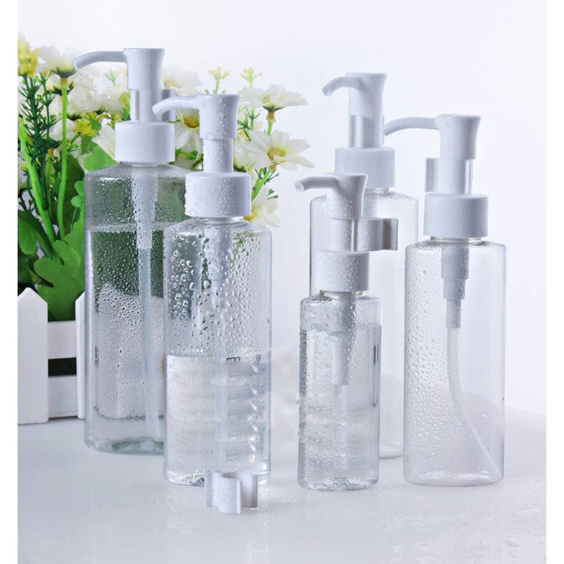 QUUPY 3Pcs 100ml Empty Refillable Clear Plastic Pump Bottle Travel