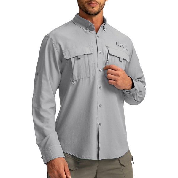 Men's Sun Protection Fishing Shirts Long Sleeve Travel Work Shirts