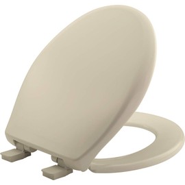 Mayfair Aurora Slow Close Toilet Seat, Easy Clean Hinges and Adjustable Perfect Fit Plastic Seat, Made in USA, Round, Bone