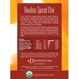 Davidson's Organics, Rooibos Spiced Chai, 8-count Tea Bags, Pack of 12