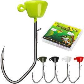 LUCKYFISHING Ned Rig Jig Heads Ned Rig Hooks Fine-SSE Ned Hooks for Bass Fishing Gift for Men 1/6oz(4.5g)-1/0-30pcs