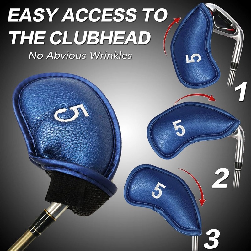 Golf Club Headcovers Iron Synthetic Leather Deluxe Value 12 Pack