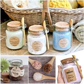 2Pcs 100g/3.4oz Frosted ABS Empty Bath Salts Jars with Cork and Spoon Multipurpose Mask Powder Body Butter Storage Canisters Cans Pots Tins Bottles Containers Crocks for Cosmetic Storage