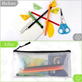 YOPCDJ 48 Pack Mesh Zipper Pouch Bags Small, Zipper Pencil Pouches, 9.2 x 4.7 in Clear Pencil Pouch Bulk, Pencil Bags with Zipper for Travel Storage, Black