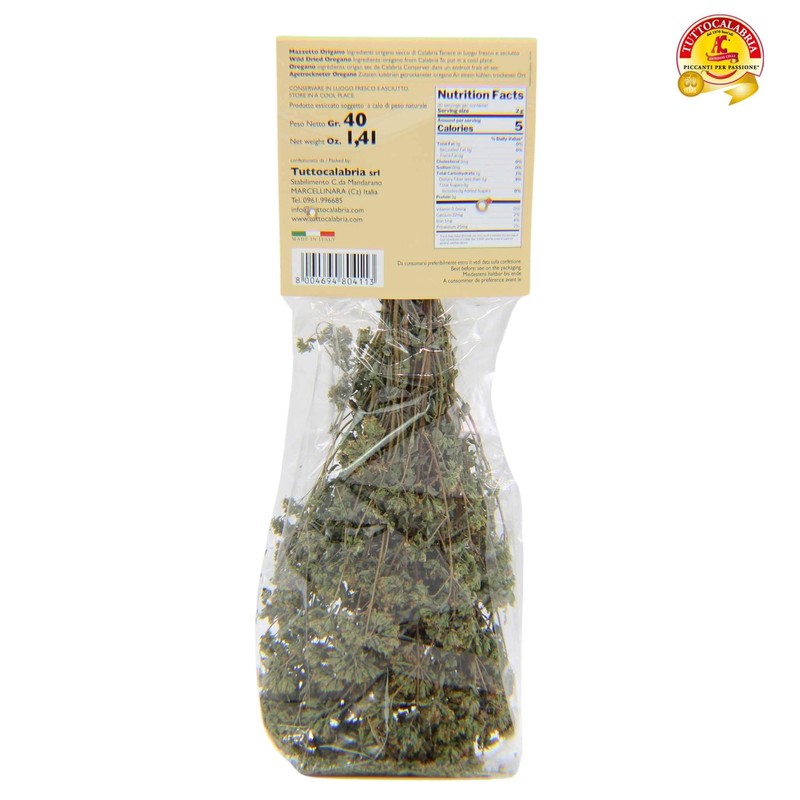 TUTTOCALABRIA Oregano, Dried Calabrian Oregano on the Stem, Product of