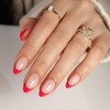 SHANGMENG Red French Tip Press on Nails Short - Soft
