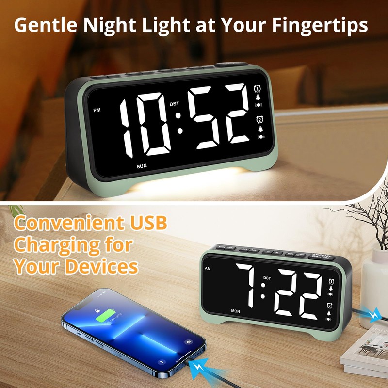Loud Alarm Clock for Heavy Sleepers Adults, Vibrating Alarm Clock