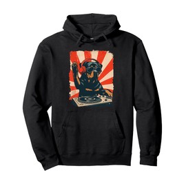 Rottweiler DJ House Music Retro Dog Lover Pullover Hoodie