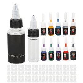 Tattoo Ink Kit 30ml Pigment Diluent Color Mixing Solution 10 Colors Tattoo Ink with 1 Empty Bottle and 100 Pcs Cup Set