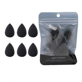 6Pcs Black Mini Makeup Sponge,Small Beauty Sponge Blender Set for Foundation, Powder, Concealer Highlight,and Eye Shadow，Blenders and Sponges，Face