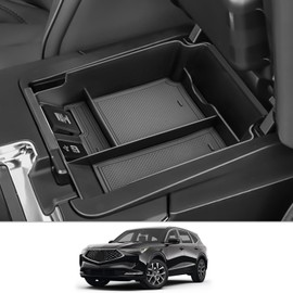 CDEFG Center Console Organizer Tray for 2022 2023 2024 Acura MDX Armrest Tray Storage Box Secondary Insert Tray Coin Container 2022 2023 2024 Acura MDX Interior Accessories (Black Trim)