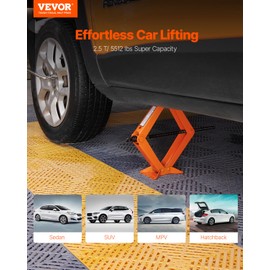 VEVOR Scissor Jack, 2.5 Ton/6613 lbs Scissor Car Jack with 3.7"-17.1" Lifting Range, Heavy Duty Tire Changing Kit, Includes Ratchet Wrench, Lug Wrench & Socket, Fits Most Cars Trucks Sedans SUV MPV