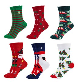 sishunhang 6 Pairs Christmas Socks For Women, Christmas Xmas Crew Funny Socks For Men,Crazy Christmas Gifts For Men Women Girls (6 Pairs-B)