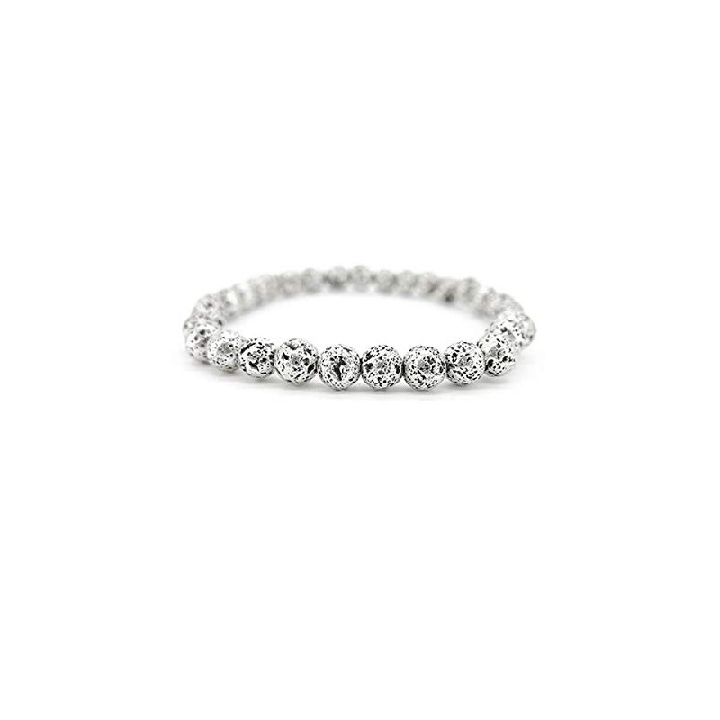 Lava Bracelet Silver 6mm Minerals and Crystals Energy Image Meditation