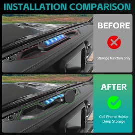 OUSUWO Magnetic Dash Phone Mount for 2021-2023 Jeep Wrangler JL 4xe Accessories Multi-Mount Phone Holder Dashboard Storage Tray with Extra Clip Bracket, Not for Gladiator/Wrangler 4X4