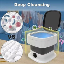 Mini Portable Washing Machine, Collapsible Luandry Washer, lavadora PortatilCompact for Baby Clothes, 16L Small Foldable Washer with Spin Dryer, Underwear, Travel Camping Dorm Apartments Gray