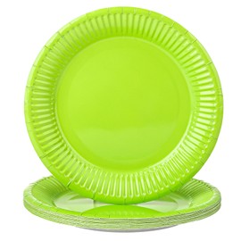 Xialvyu Pack of 20 Paper Plates, Disposable Plates, Green, 17.8 cm / 7 Inch Round Party Paper Plates Set, Paper Plates Birthday Paper Plates Children's Birthday Party Tableware Set for Wedding