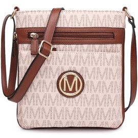 MARCO M KELLY Crossbody Bags for Women Travel Vegan Leather Multi Zip Pockets Crossbody Purses Trendy Monogram Shoulder Bags