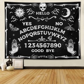 feelacle Ouija Board Tapestry Tarot Tapestry Black and White Tapestry 60" X 40" Mysterious Divination Wall Hanging for Bedroom Living Room Dorm (150 X 100cm)
