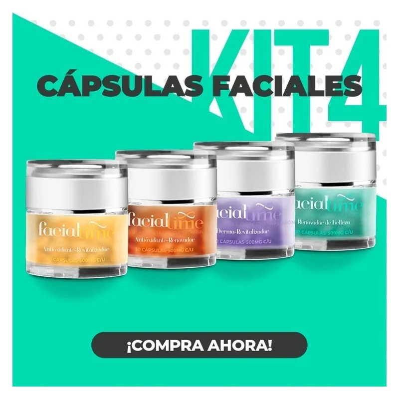 Facial Time Kit 4 Cápsulas Vitamina C + Colágeno +