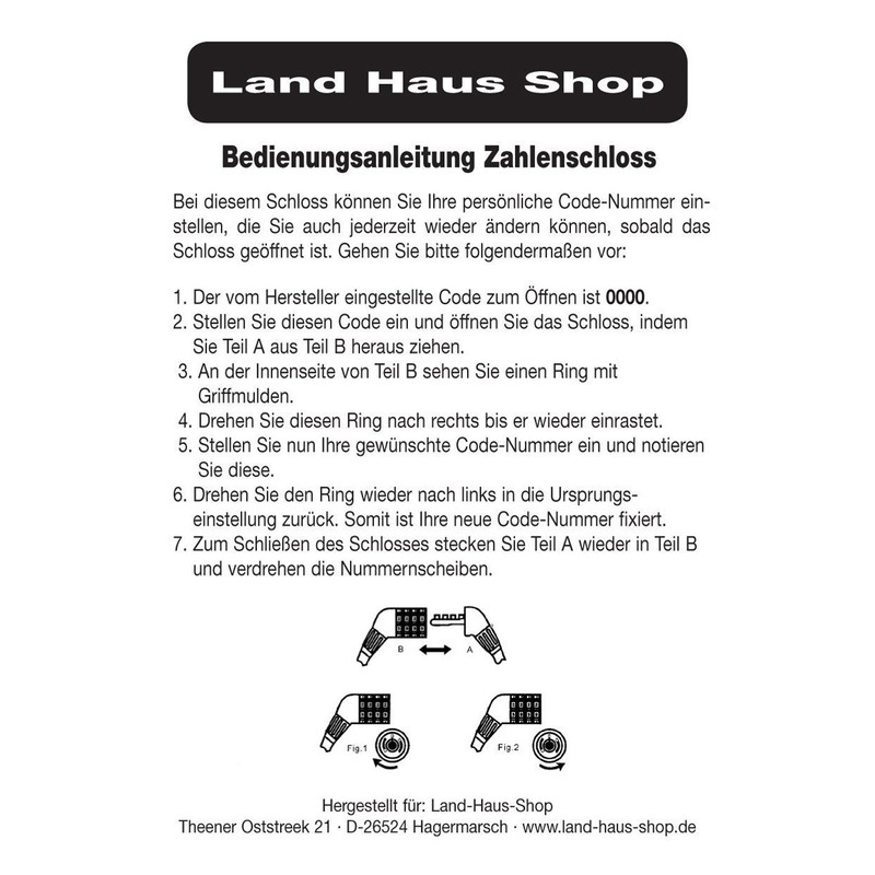 Land-Haus-Shop® Bicycle Number Lock, 65 cm, Coated Steel Rope, Bicycle,