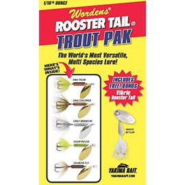 Worden's Rooster Tail Box Kit, Assort 6 Pack 1/16 OZ, FRT WHCD, RBOW, BL, YLCD, RTBX.206-S781