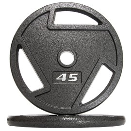 Fitvids Olympic 2-Inch Cast Iron Plate Weight Plate for Strength Training and Weightlifting, 45-Pound, Pair