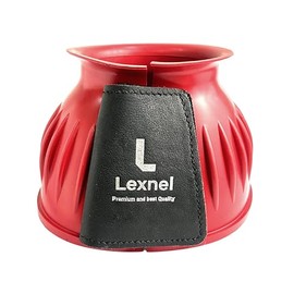 Lexnel Rubber Horse Bell Boots – Durable Overreach Protection & Secure Hook-and-Loop Closure (M-Red)