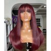 99J Burgundy Red Straight Wig With Bangs Fringe Human Hair