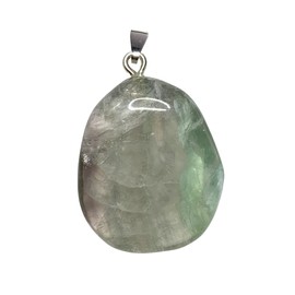 KRIO Fluorit Scheibenstein Therapiestein als Anhänger mit Silberöse