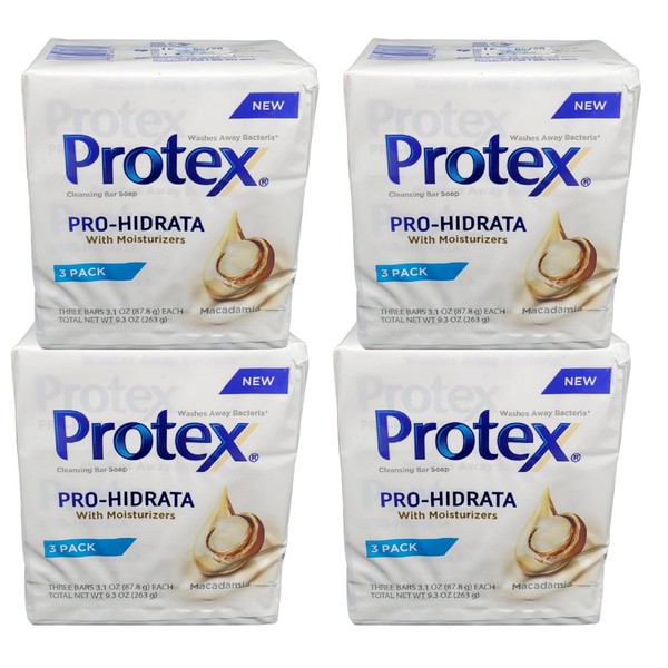 Protex Pro-Hidrata Macadamia With Moisturizers 4-Pack of 3 Units Each (12 Bars)
