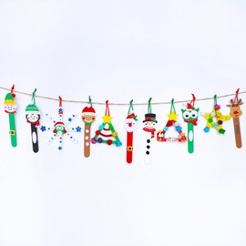 Winlyn 24 Sets Christmas Craft Kits Popsicle Stick Christmas Ornaments Winter Crafts DIY Craft Stick Santa Snowman Elf Reindeer Ornaments Art Sets for Kids Holiday Classroom Activities Party Favors