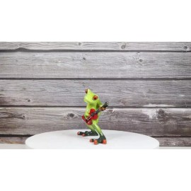 Wild Rock Band Electric Guitarist Green Toad Frog Rocking It Out Figurine