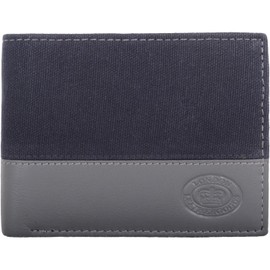 Mens Gents Contrast Genuine Leather Bi Fold Money Holder Wallet - Navy