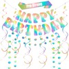 Happy Birthday Banner Iridescent Party Decorations, Fufuddz Funny Birthday Sign,